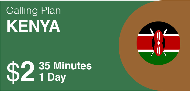 Call Kenya for 35 minutes with $2 - 1 day